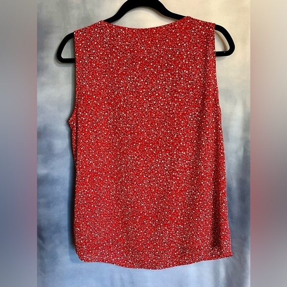 LOFT outlet sleeveless top PM red with white floral print, very lightweight EUC - Picture 3 of 5